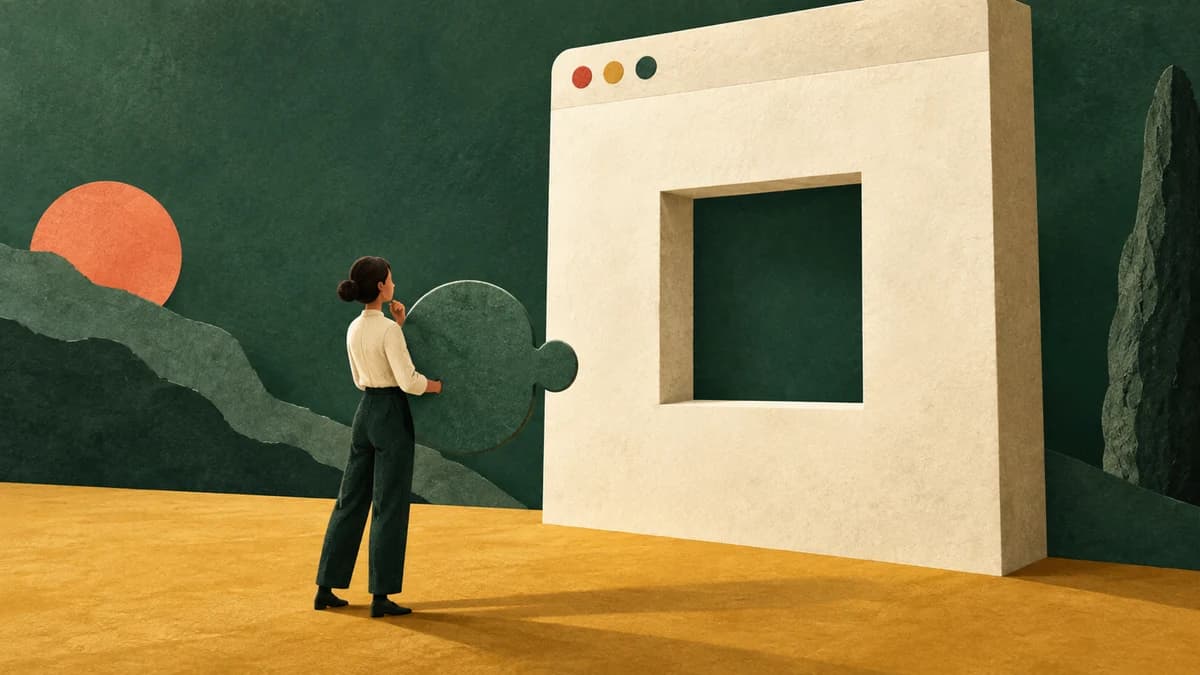 Concept illustration: a user’s puzzle piece does not fit a software doorway.