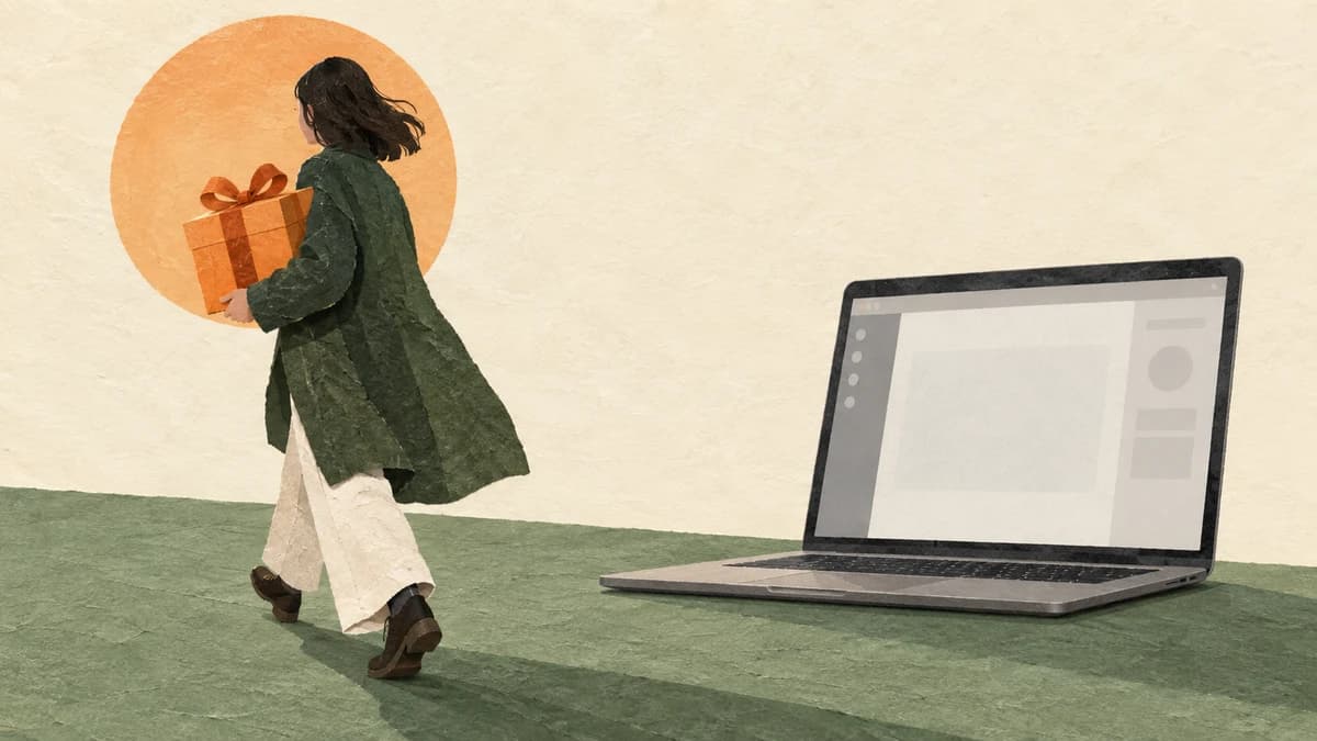 Concept illustration: a user leaves with a reward while the software workspace stays unused.