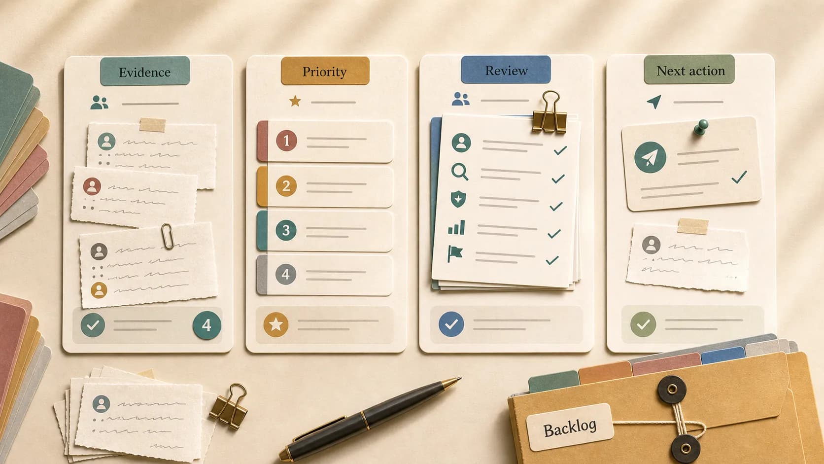 Community feedback split into evidence, priority, human review, and next actions.